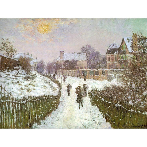 Boulevard St Denis-Argenteuil 1875 White Modern Wood Framed Art Print by Monet, Claude