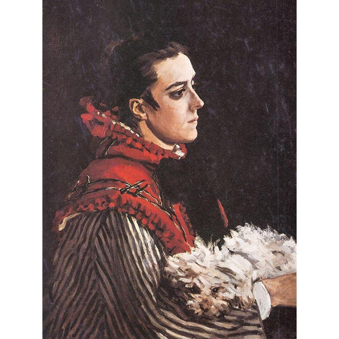 Camille with a little dog 1866 Black Modern Wood Framed Art Print with Double Matting by Monet, Claude