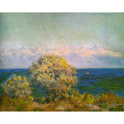 Cap DAntibes-Mistral 1888 White Modern Wood Framed Art Print by Monet, Claude