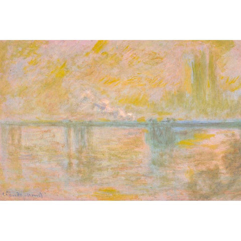 Charing Cross Bridge I 1901 White Modern Wood Framed Art Print by Monet, Claude