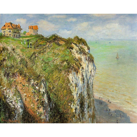 Cliffs at Dieppe 1882 Gold Ornate Wood Framed Art Print with Double Matting by Monet, Claude