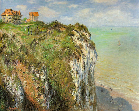 Cliffs at Dieppe 1882 Black Ornate Wood Framed Art Print with Double Matting by Monet, Claude