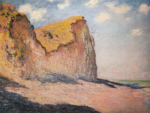 Cliffs near Pourville 1882 White Modern Wood Framed Art Print with Double Matting by Monet, Claude