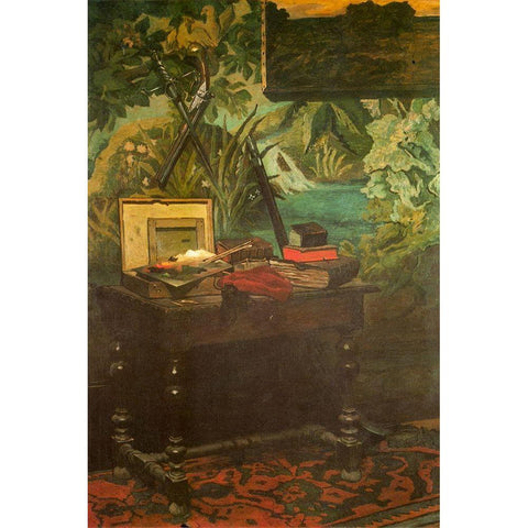 Corner of the studio 1861 Black Modern Wood Framed Art Print with Double Matting by Monet, Claude