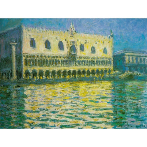 Doges Palace-Venice 1908 White Modern Wood Framed Art Print by Monet, Claude