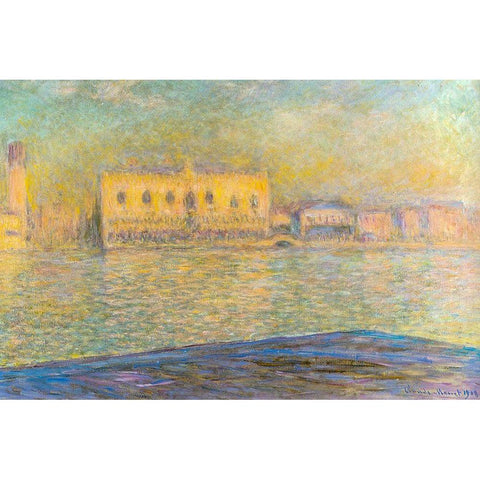 Doges Palace I 1908 White Modern Wood Framed Art Print by Monet, Claude