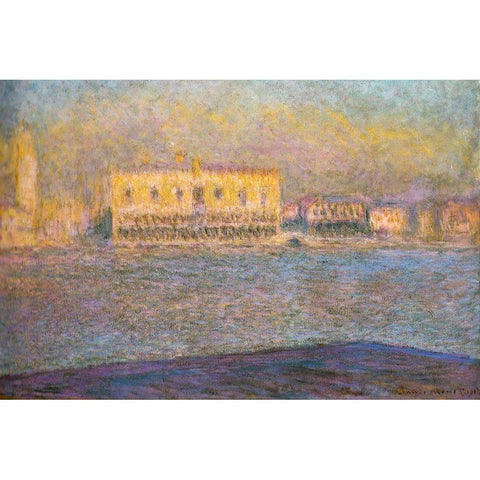 Doges Palace II 1909 White Modern Wood Framed Art Print by Monet, Claude