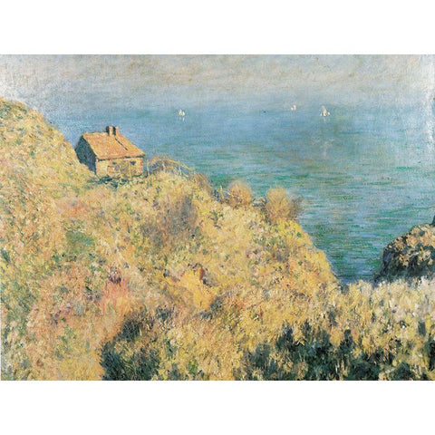 Douaniers cottage at Varengeville 1882 Black Modern Wood Framed Art Print with Double Matting by Monet, Claude