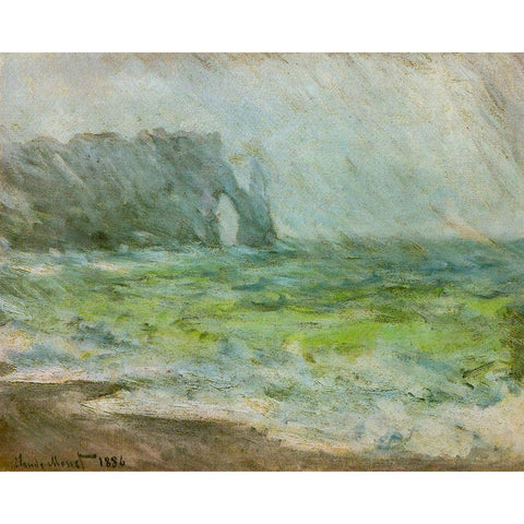 Etretat 1886 Gold Ornate Wood Framed Art Print with Double Matting by Monet, Claude