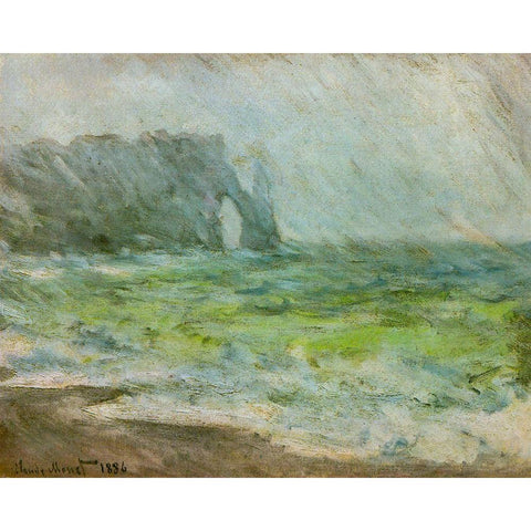 Etretat 1886 White Modern Wood Framed Art Print by Monet, Claude