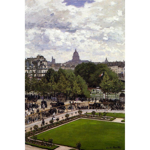 Garden of the Princess-Louvre 1867 Gold Ornate Wood Framed Art Print with Double Matting by Monet, Claude