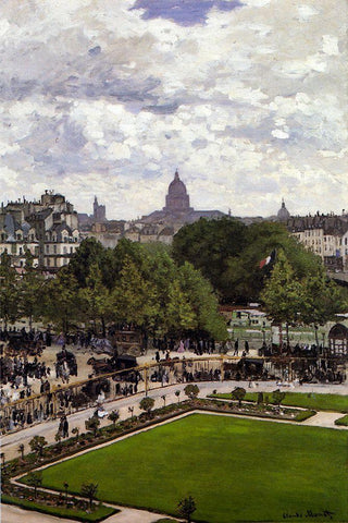 Garden of the Princess-Louvre 1867 White Modern Wood Framed Art Print with Double Matting by Monet, Claude