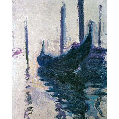 Gondolas in Venice 1908 White Modern Wood Framed Art Print by Monet, Claude