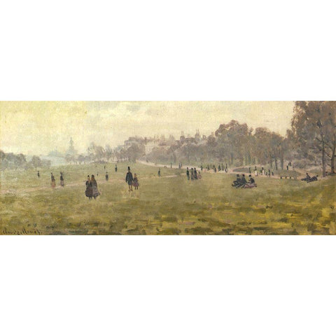 Green Park 1870 Gold Ornate Wood Framed Art Print with Double Matting by Monet, Claude