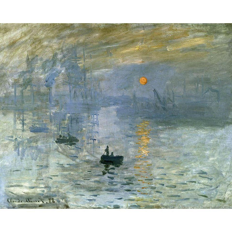 Impression-Sunrise 1872 White Modern Wood Framed Art Print by Monet, Claude