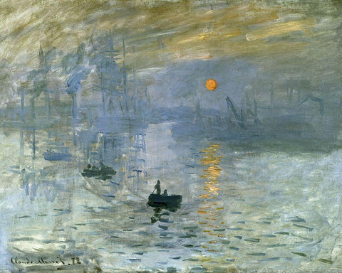 Impression-Sunrise 1872 White Modern Wood Framed Art Print with Double Matting by Monet, Claude