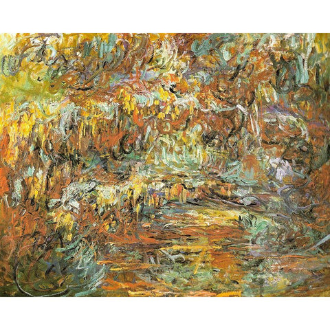 Japanese bridge 1920 White Modern Wood Framed Art Print by Monet, Claude