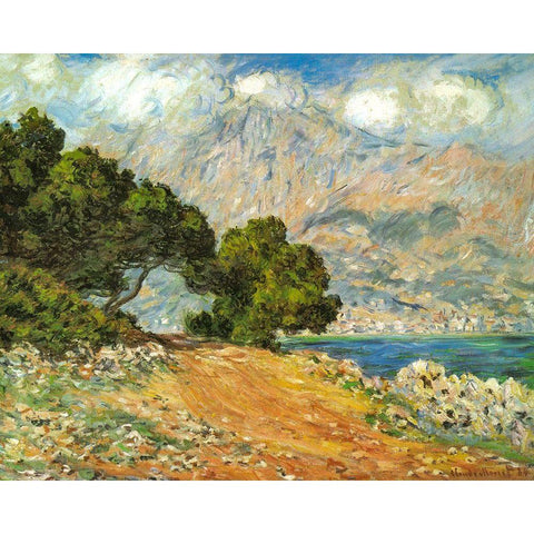 La Corniche de Monaco 1884 White Modern Wood Framed Art Print by Monet, Claude