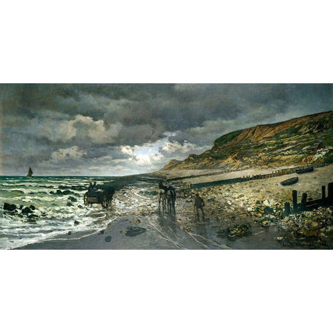 La Pointe de la Heve 1865 White Modern Wood Framed Art Print by Monet, Claude