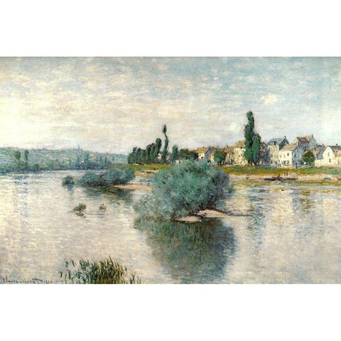 Lavacourt 1880 Black Modern Wood Framed Art Print with Double Matting by Monet, Claude