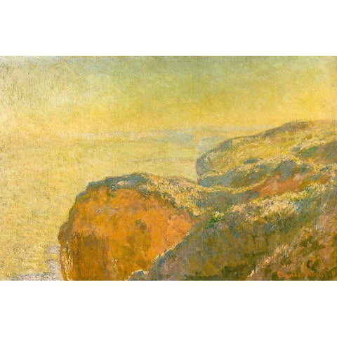 On the cliffs-Dieppe 1897 Black Modern Wood Framed Art Print with Double Matting by Monet, Claude