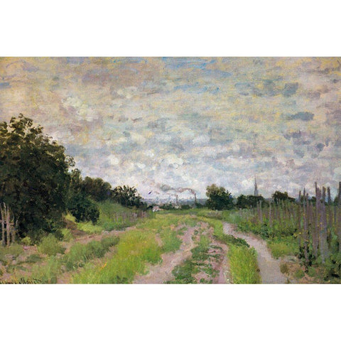 Path through the Vineyards 1872 Black Modern Wood Framed Art Print with Double Matting by Monet, Claude