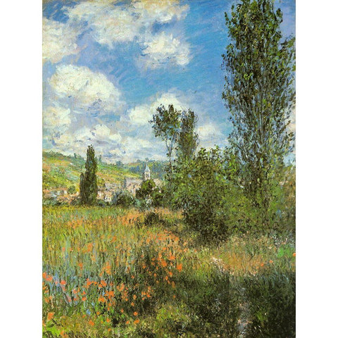 Path in Ile St-Martin-Vetheuil 1881 White Modern Wood Framed Art Print by Monet, Claude