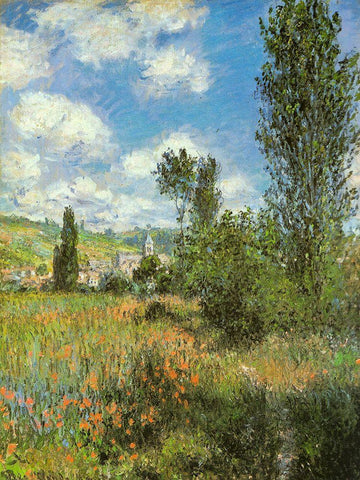 Path in Ile St-Martin-Vetheuil 1881 White Modern Wood Framed Art Print with Double Matting by Monet, Claude