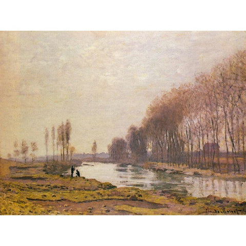 Petit Bras of the Seine 1872 White Modern Wood Framed Art Print by Monet, Claude