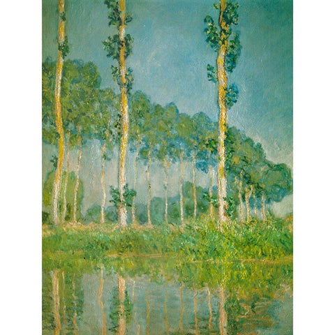 Pink Poplars 1891 White Modern Wood Framed Art Print by Monet, Claude