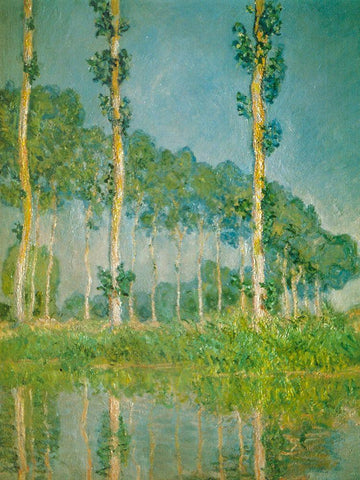 Pink Poplars 1891 White Modern Wood Framed Art Print with Double Matting by Monet, Claude