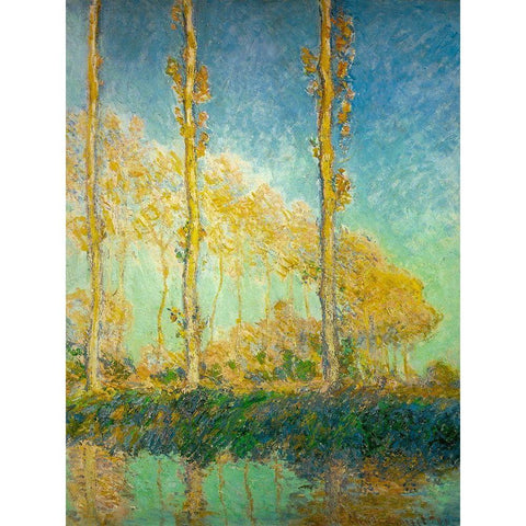 Poplars 1891 Black Modern Wood Framed Art Print with Double Matting by Monet, Claude