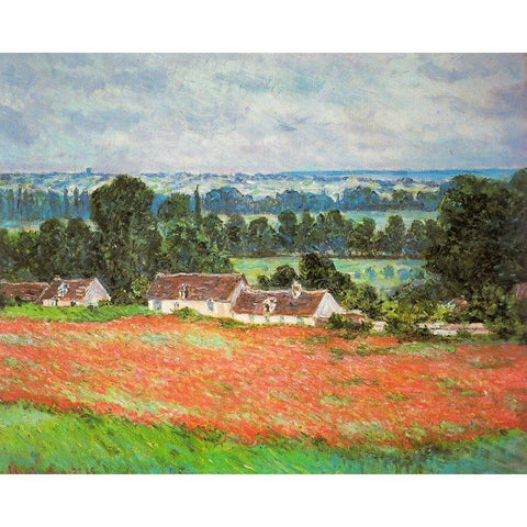 Poppies-Giverny 1885 Gold Ornate Wood Framed Art Print with Double Matting by Monet, Claude