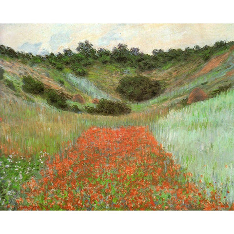 Poppy field near Giverny 1885 Gold Ornate Wood Framed Art Print with Double Matting by Monet, Claude