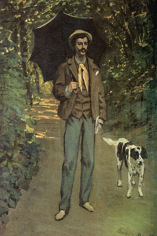 Portrait of a Man 1865 Black Ornate Wood Framed Art Print with Double Matting by Monet, Claude