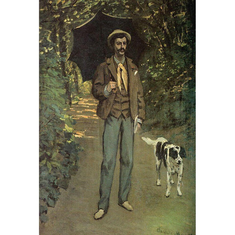 Portrait of a Man 1865 Gold Ornate Wood Framed Art Print with Double Matting by Monet, Claude