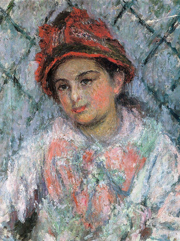 Portrait of Blanche Hoschede 1880 Black Ornate Wood Framed Art Print with Double Matting by Monet, Claude