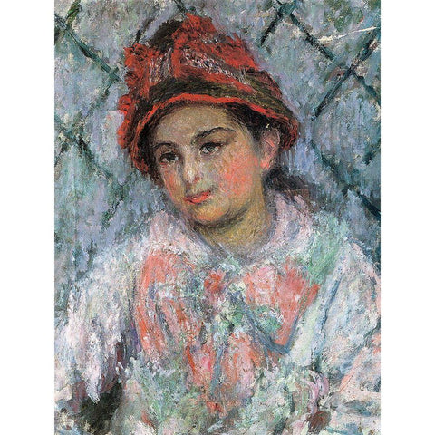 Portrait of Blanche Hoschede 1880 Black Modern Wood Framed Art Print with Double Matting by Monet, Claude