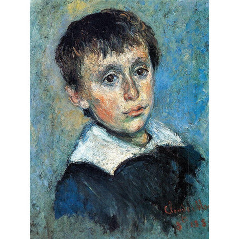 Portrait of Jean Monet 1880 Gold Ornate Wood Framed Art Print with Double Matting by Monet, Claude