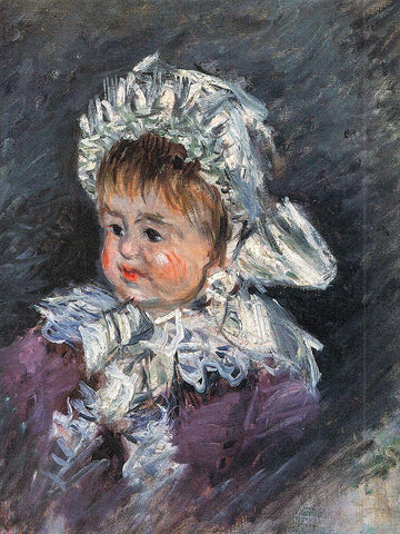 Portrait of Michel Monet as a baby 1878 White Modern Wood Framed Art Print with Double Matting by Monet, Claude