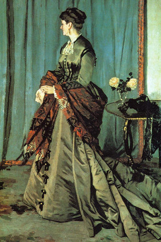 Portrait of Mme Gaudibert 1868 Black Ornate Wood Framed Art Print with Double Matting by Monet, Claude