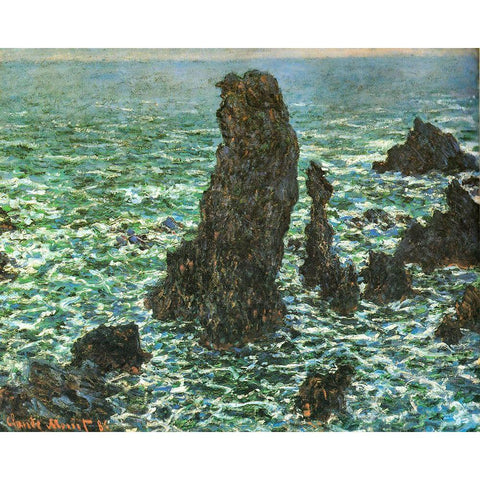 Pyramides at Port-Coton 1886 Black Modern Wood Framed Art Print with Double Matting by Monet, Claude