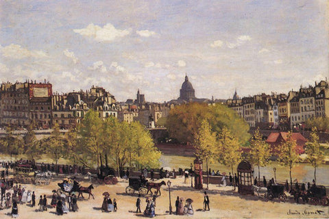 Quai du Louvre 1867 Black Ornate Wood Framed Art Print with Double Matting by Monet, Claude