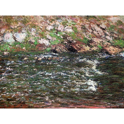 Rapids on the Petite Creuse 1889 Gold Ornate Wood Framed Art Print with Double Matting by Monet, Claude