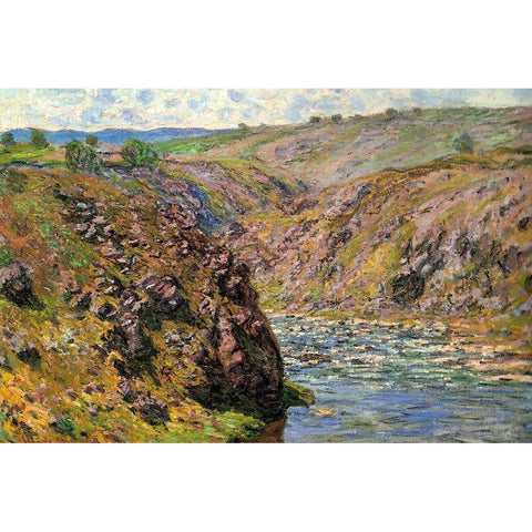 Ravine of the Creuse in sunlight 1889 Gold Ornate Wood Framed Art Print with Double Matting by Monet, Claude