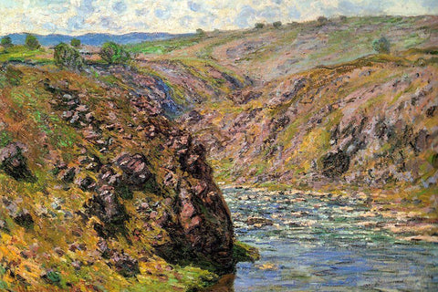 Ravine of the Creuse in sunlight 1889 Black Ornate Wood Framed Art Print with Double Matting by Monet, Claude