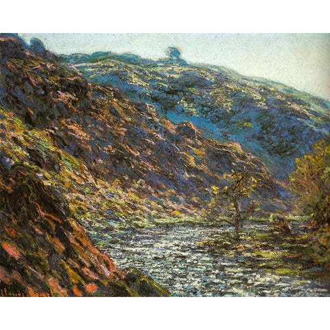 Ravine of the Petite Creuse 1889 White Modern Wood Framed Art Print by Monet, Claude