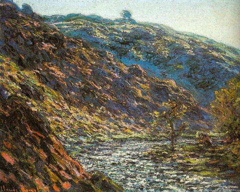 Ravine of the Petite Creuse 1889 White Modern Wood Framed Art Print with Double Matting by Monet, Claude