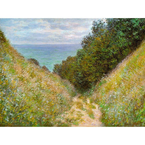 Road at La Cavee-Pourville 1882 White Modern Wood Framed Art Print by Monet, Claude