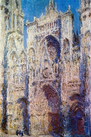 Rouen Cathedral 1894 Black Ornate Wood Framed Art Print with Double Matting by Monet, Claude